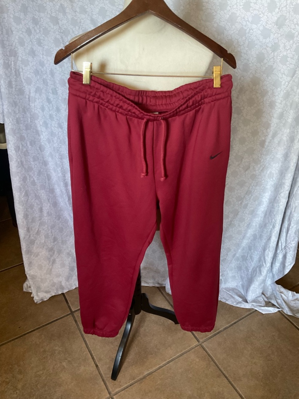 Nike Burgundy Fleece Joggers with Swoosh